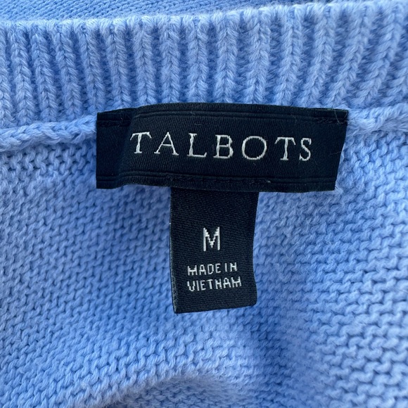 Talbots Light Blue Pima Cotton Sweater with Tie-Back - Medium - Picture 3 of 5